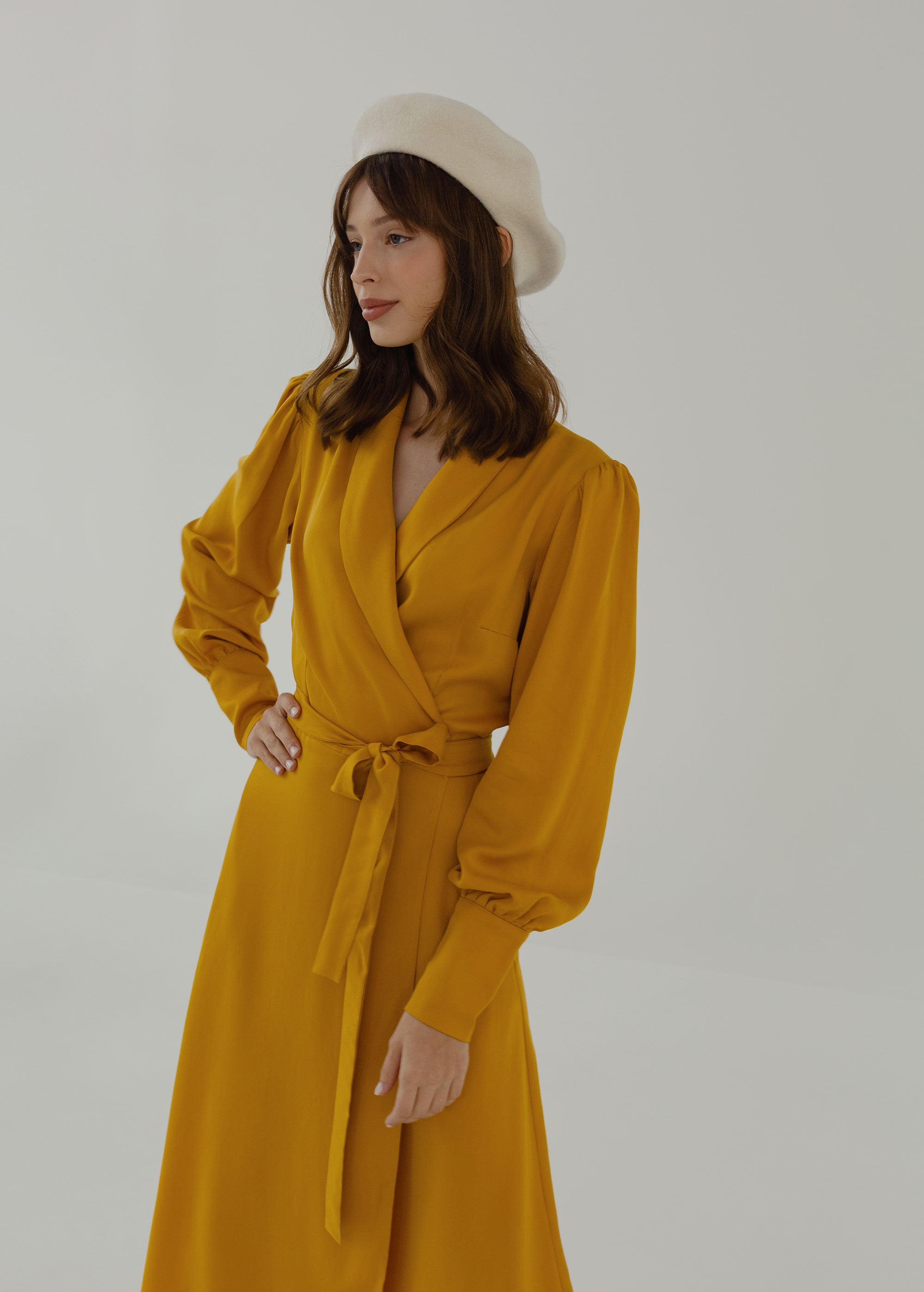 Robe Midi Jaune Moutarde "Julie"