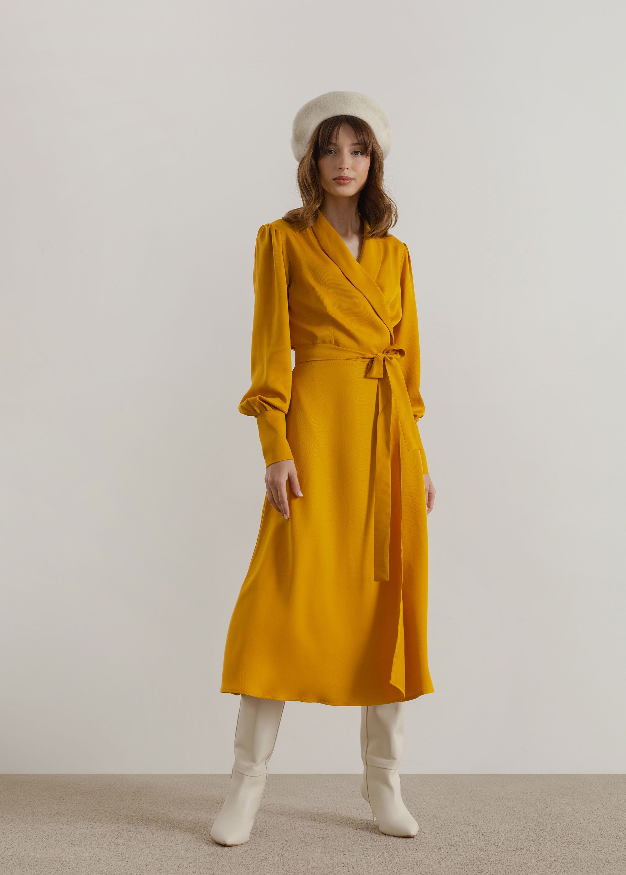 Robe Midi Jaune Moutarde "Julie"