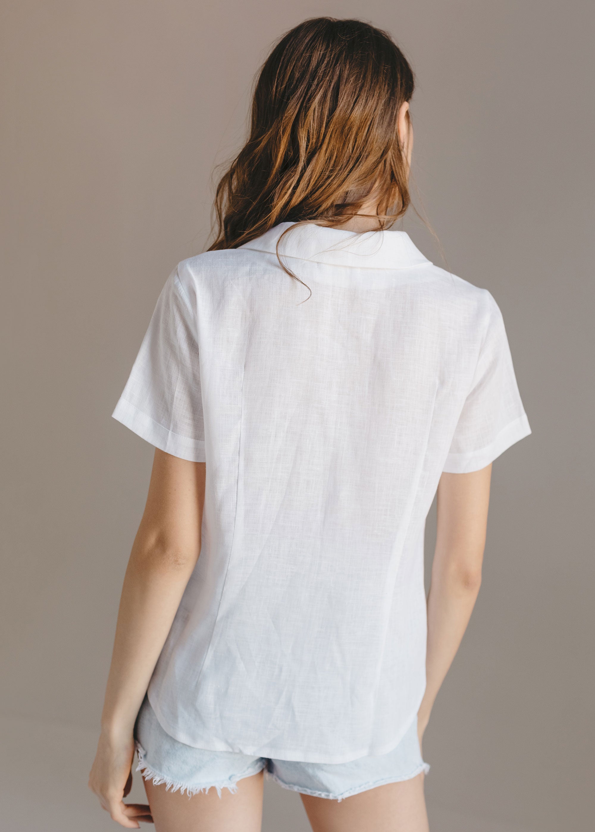 White Linen Short Sleeve Shirt